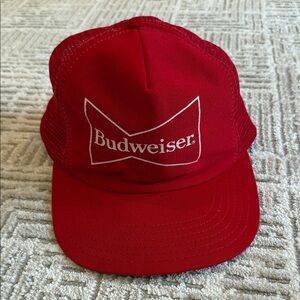 Vintage Budweiser Red Tracker Snapback Hat